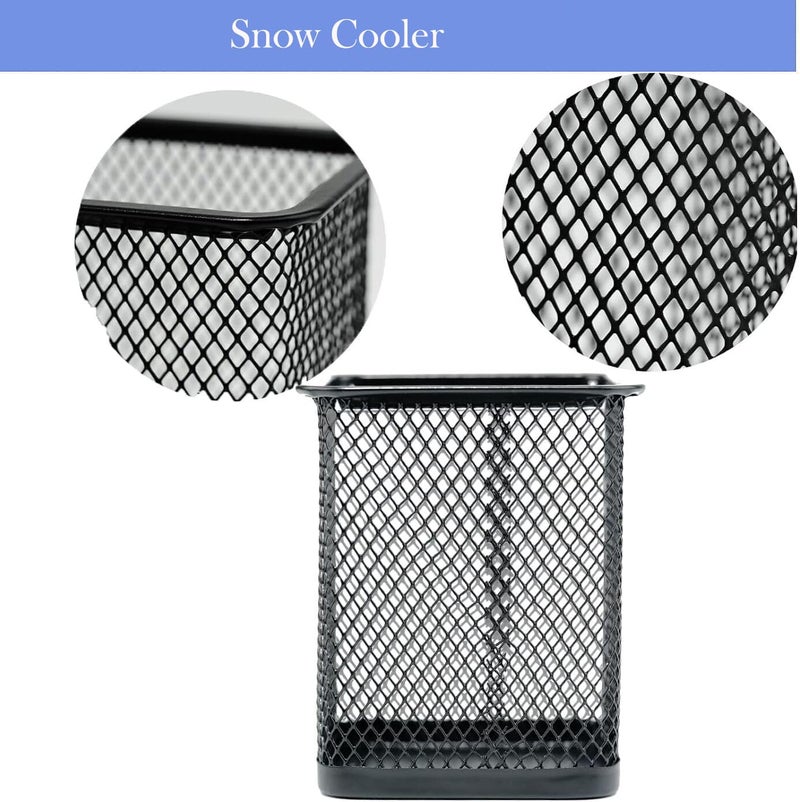 SNOW COOLER Pen Holder Pencil Holder Metal Pen Holder Cup Pencil Holder for Desk Office Pen Pencil Organizer for Desk Black, Square 4 Pack - Image 3